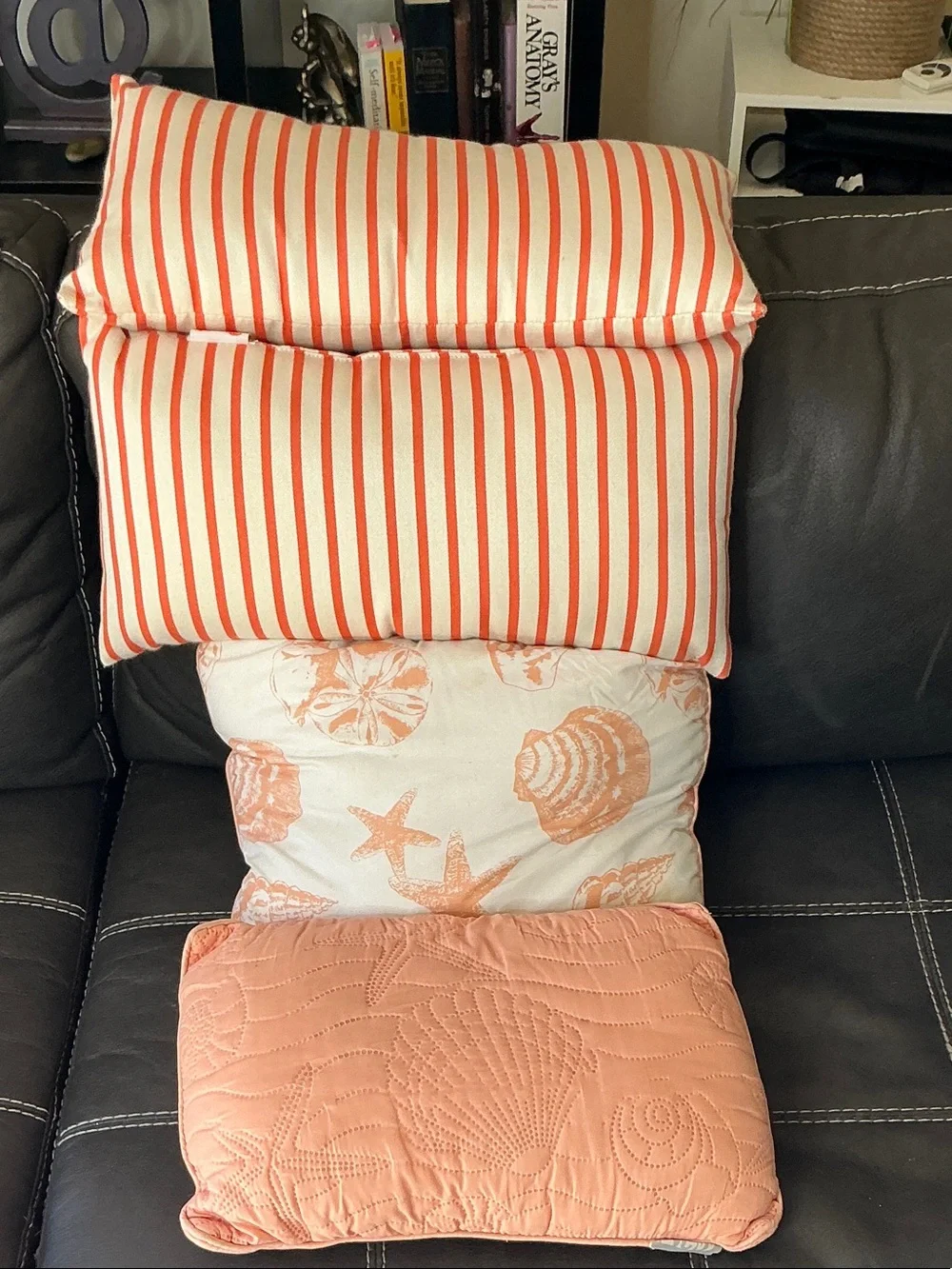 Sonoma Coral Striped and Shell Decorative Pillow Set